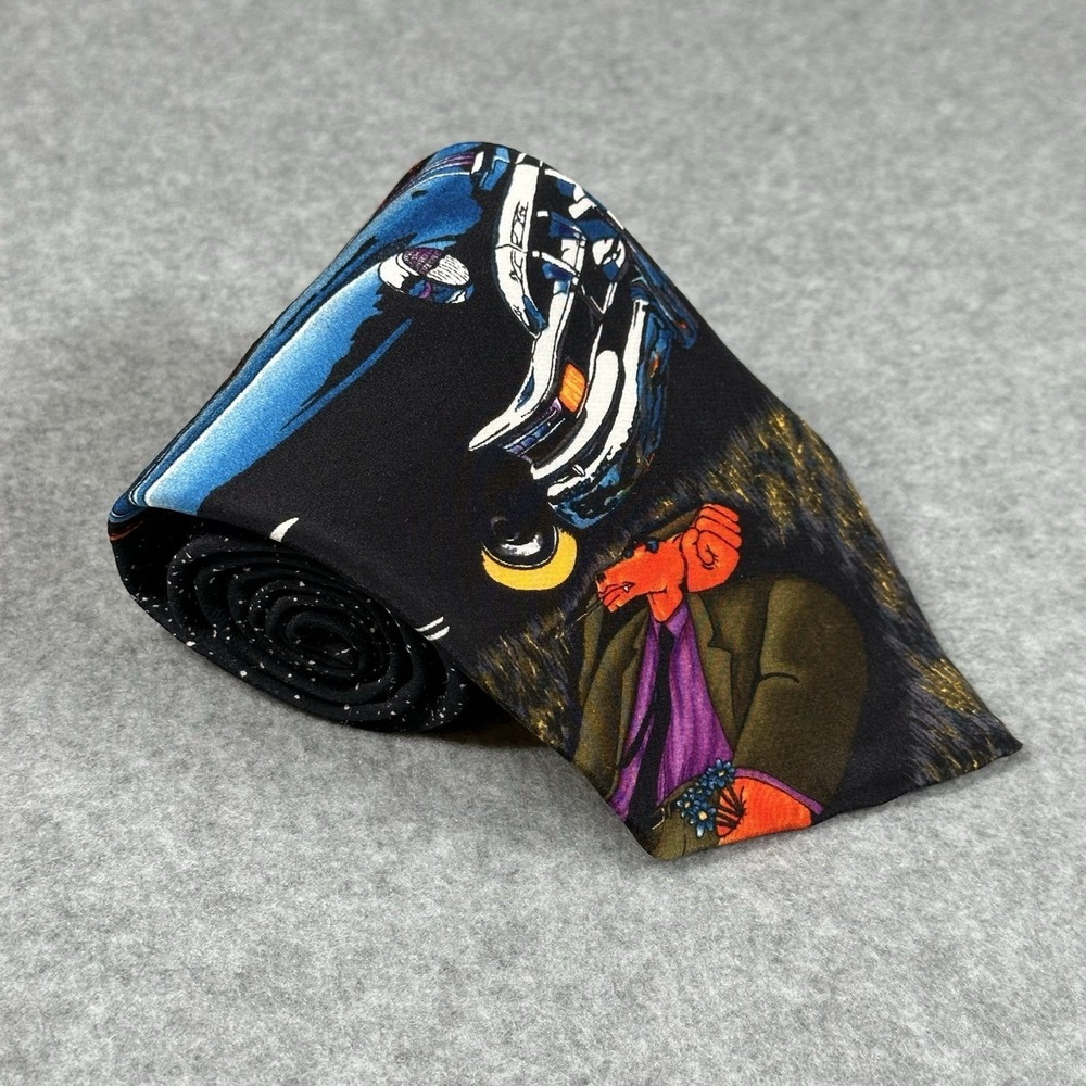 Vintage Markus Pierson Belle Art Tie Dog Car‎ Surreal Silk Necktie 57x4in
